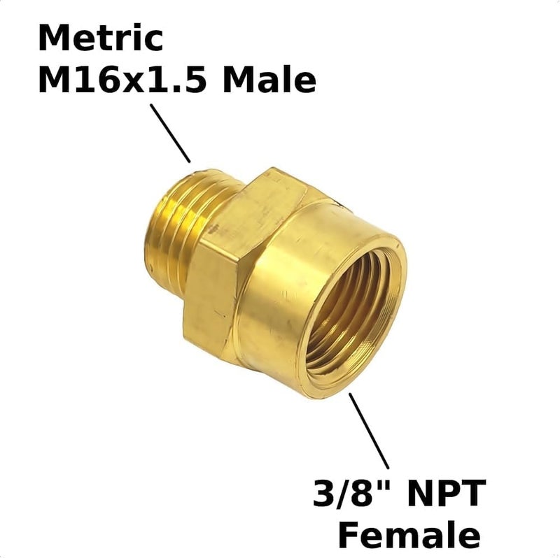 PartLogix Metric to NPT Brass Bushing Adapter (M16x1.5 Male to 3/8" NPT Female, 1) - Image 2